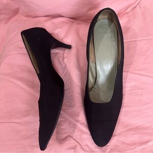 1950’s 3” Black Kitten Heels Vintage Pointed Toe Mandarins size 8.5 Classic MCM